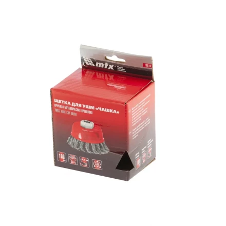 Щетка для УШМ, 100 мм, М14, &quot;чашка&quot;, крученая проволока 0,35 мм  MTX 74615 купить в Сургуте