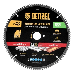 Пильный диск по алюминию ф255 х 30 мм, 100 зубьев// Denzel 733797