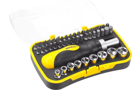 Набор STAYER &quot;MASTER&quot; &quot;HERCULES&quot;: Отвертки, реверс отвертка, биты 35шт, адаптер для торц голов, торц голов 9шт, 46 предм 25084-H46 купить в Сургуте