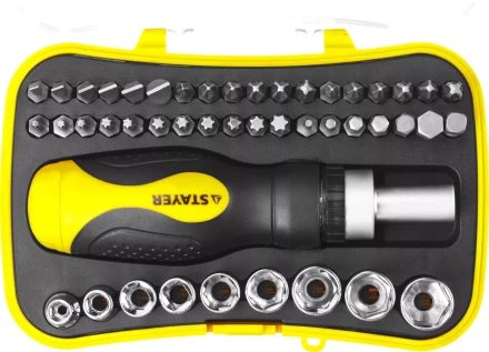 Набор STAYER &quot;MASTER&quot; &quot;HERCULES&quot;: Отвертки, реверс отвертка, биты 35шт, адаптер для торц голов, торц голов 9шт, 46 предм 25084-H46 купить в Сургуте