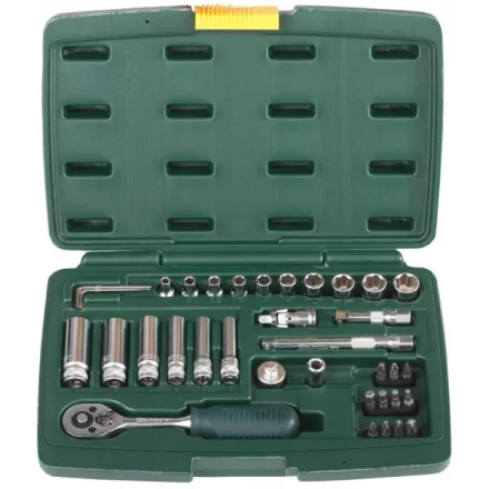 Набор KRAFTOOL &quot;INDUSTRIE QUALITAT&quot; Торцовые головки, 1/2&quot;, 1/4&quot;, 37 предметов 27881-H37 купить в Сургуте