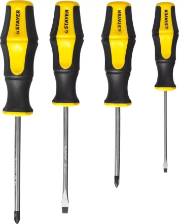 Набор STAYER &quot;MASTER&quot; HERCULES: Отвертки, Cr-V, эргономичная двухкомпонентная рукоятка, 4шт 25055-H4_z02 купить в Сургуте