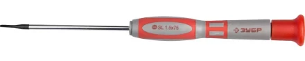 Отвертка ЗУБР &quot;МАСТЕР&quot; для точных работ, Cr-V, SL 1,5x75мм 25631-1.5-075 купить в Сургуте