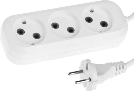 Удлинитель СИБИН электрический, ПВС сечение 0,75кв мм, 3 гнезда, макс мощн 1300Вт, 2м 55031-2 купить в Сургуте