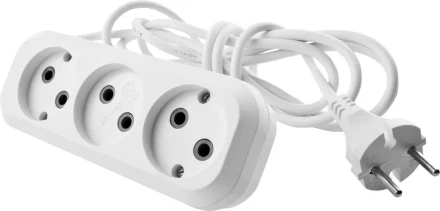Удлинитель СИБИН электрический, ПВС сечение 0,75кв мм, 3 гнезда, макс мощн 1300Вт, 2м 55031-2 купить в Сургуте