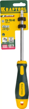 Отвертка KRAFTOOL, Cr-Mo-V сталь, двухкомпонентная противоскользящая рукоятка, TORX Hole, №40x125мм 250077-40-125 купить в Сургуте