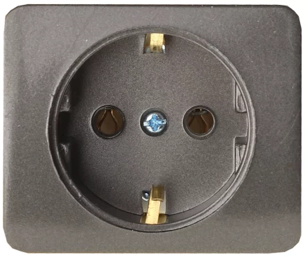 Розетка СВЕТОЗАР &quot;ГАММА&quot; с заземлением, одинарная, без вставки и рамки, цвет темно-серый металлик, 16А/~250В SV-54105-DM купить в Сургуте