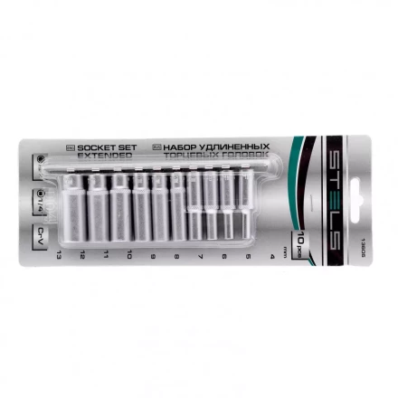 Набор удлиненных торцевых головок 1/4 шестигранные CrV 10 шт 4-13 мм Stels 13605 купить в Сургуте