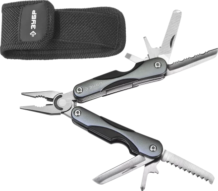 ЗУБР МАСТЕР мультитул 10 в 1 мини металлические ручки, нейлоновый чехол, 86 мм (47750) купить в Сургуте