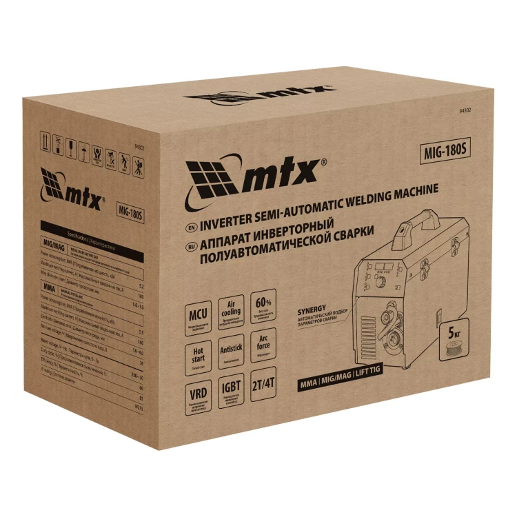 Аппарат инвертор. полуавтомат. cварки MTX MIG-180S 94302, 180A, ПВ 60%, катушка 5 кг купить в Сургуте