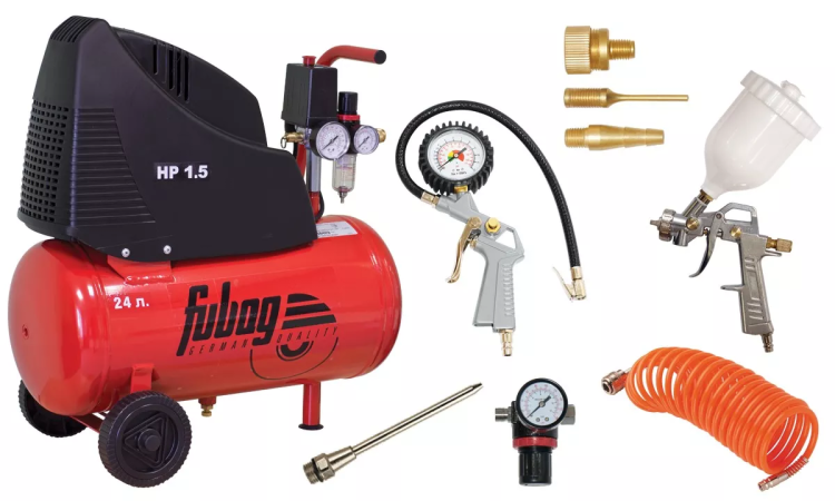 Компрессор безмасляный поршневой прямой привод Fubag House Master KIT + набор 5 предметов купить в Сургуте