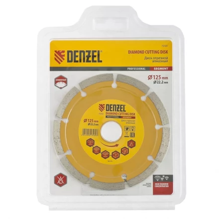 Диск алмазный отрезной сегментный 125 х 22,2 мм сухая резка DENZEL артикул 73101 купить в Сургуте