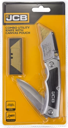 Нож JCB складной многофункц, трапец лезвие, тип &quot;А24&quot;, перочин лезвие с серрейтор заточкой, мет корпус, чехол, 5 лезвий JLC003 купить в Сургуте