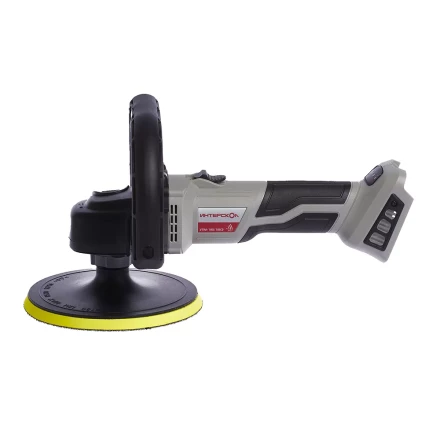 Угловая полировальная машина с бесщеточным (вентильным) двигателем ИНТЕРСКОЛ УПМ-180/18ВЭ аккумуляторная Li-ion АПИ (картон, без аккум. и ЗУ) купить в Сургуте