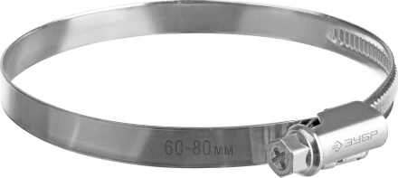 ЗУБР Х-9Н, 60 - 80 мм, накатная лента 9 мм, цинк, 50 шт, червячный хомут (37807-80) купить в Сургуте