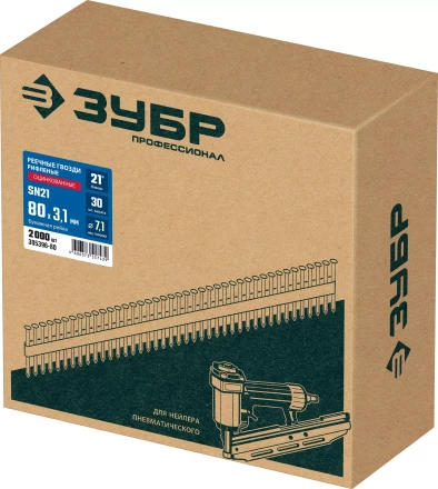 ЗУБР SN21 80 х 3.1 мм, реечные гвозди рифленые оцинкованные, 2010 шт (305396-80) купить в Сургуте