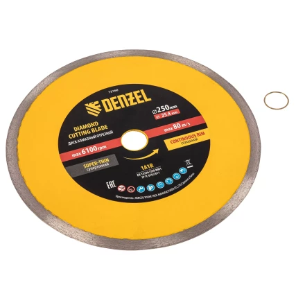 Диск алмазный сплошной, супертонкий, 250 х 25,4 мм, горячее прессование, мокрое резание// Denzel 73160 купить в Сургуте