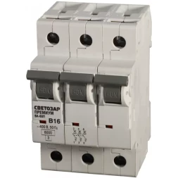 Выключатель автоматический СВЕТОЗАР "ПРЕМИУМ" 3-полюсный, 50 A, "B", откл. сп. 6 кА, 400 В SV-49013-50-B