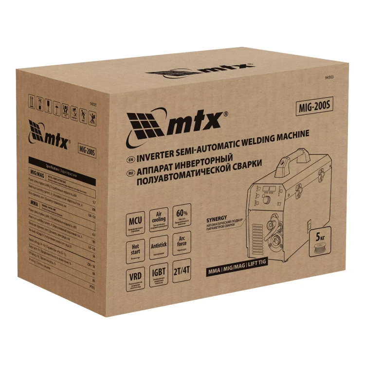 Аппарат инвертор. полуавтомат. cварки MTX MIG-200S, 200A, ПВ 60%, катушка 5 кг купить в Сургуте