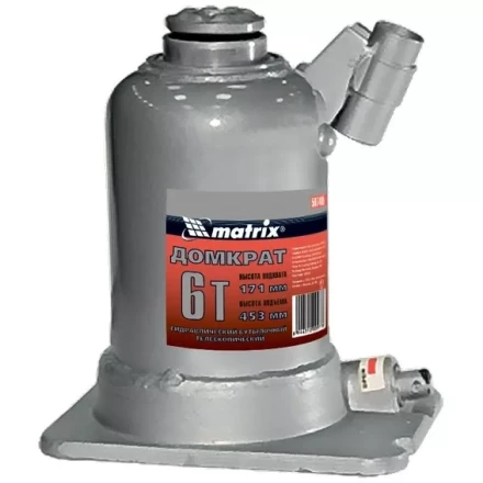 Домкрат гидравлический бутылочный телескопический 6 т подъем 171–453 мм MATRIX 507405 купить в Сургуте