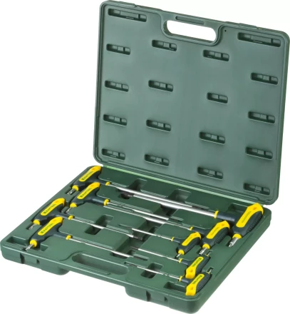 Набор KRAFTOOL Ключи &quot;INDUSTRIE&quot; имбусовые,Cr-Mo(S2),Т-образные,эргоном двухкомп рукоятка,TORX Hole 10-50,9 шт,в боксе 27455-H9 купить в Сургуте