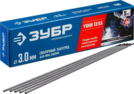 ЗУБР Д 3.0 х 350 мм, 5 кг в коробке, УОНИ 13/55 с основным покрытием, электрод сварочный, Профессионал (40025-3.0) купить в Сургуте