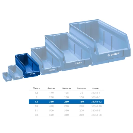 ЗУБР ЛСК-12, 12 л, 350 х 230 х 150 мм, складской лоток, Профессионал (38061-12) купить в Сургуте