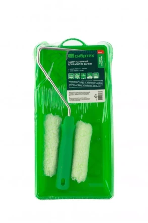 Малярный набор для работ по дереву: кювета 150 мм х 290 мм и мини-валик 110 мм Сибртех 80454 купить в Сургуте