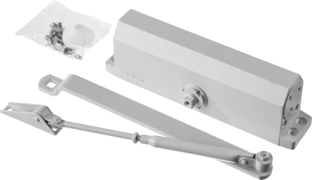 Доводчик дверной STAYER, для дверей массой до 100 кг, цвет белый 37916-100 купить в Сургуте