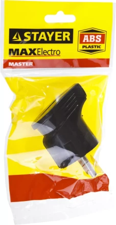 Вилка MAXElectro электрическая, 16А/220В, угловая, с заземлением, черная, STAYER 55161-B купить в Сургуте