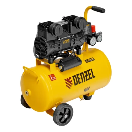 Компрессор безмасл. малошумный DLP-950/24, 950Вт,24 л, 2850 об/мин, 170 л/мин// Denzel 58142 купить в Сургуте