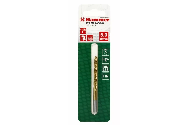 Сверло по металлу HAMMER Ф5х86мм (DR MT 5,0мм*86/52мм) купить в Сургуте