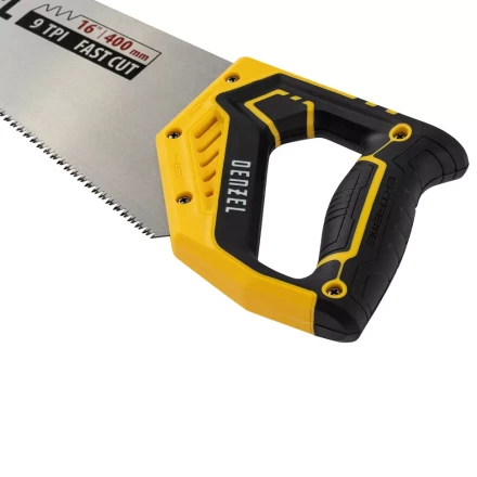 Ножовка по дереву, 400 мм, 11 TPI, зуб 3D, двухкомпонентная рукоятка Denzel 24146 купить в Сургуте