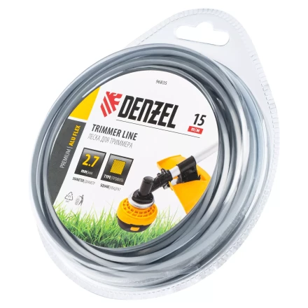 Леска для триммера армированная алюминием квадратная, 2,7мм х 15м, блистер ALUFLEX Denzel 96835 купить в Сургуте