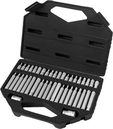 Набор бит HEX, TORX, SPLINE, хвостовик-шестигранник 1/2&quot;,CrV, 42шт  STELS 11318 купить в Сургуте