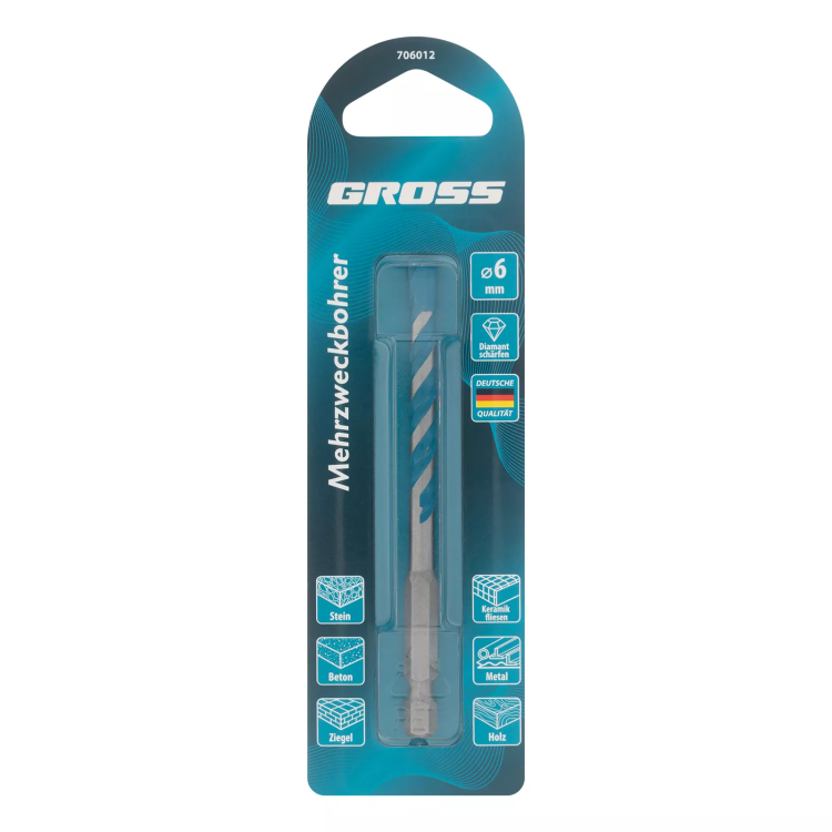 Сверло универсальное Gross, Multipurpose PRO, 6-гр. хвостовик, 6мм, 706012 купить в Сургуте