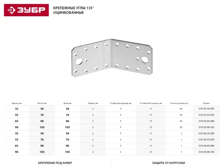 Крепежный угол ЗУБР &quot;МАСТЕР&quot; 135град, 90х105х105мм, 1шт 310136-90-105 купить в Сургуте
