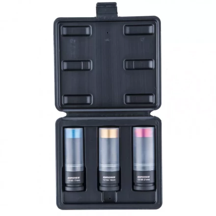 Набор головок ударных шестигранных для колесных дисков 17 19 21 мм 1/2&quot; 3 предмета Gross 13196 купить в Сургуте