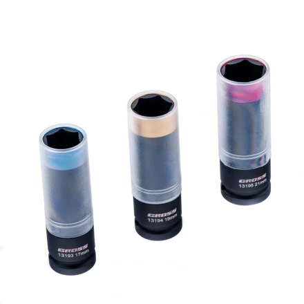 Набор головок ударных шестигранных для колесных дисков 17 19 21 мм 1/2&quot; 3 предмета Gross 13196 купить в Сургуте