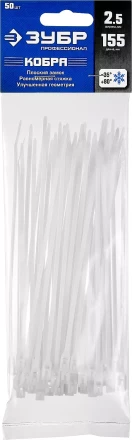 Кабельные стяжки белые КОБРА с плоским замком нейлоновые пакет серия ПРОФЕССИОНАЛ купить в Сургуте