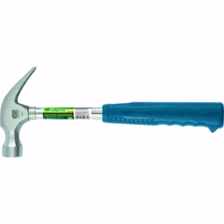 Молоток гвоздодер металлическая трубчатая обрезиненная рукоятка вес 450гр боек 27мм СИБРТЕХ 10436 купить в Сургуте