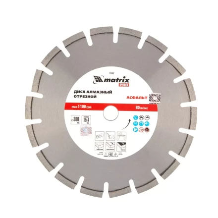 Диск алмазный 300 х 25.4 мм, &quot;Асфальт&quot;, сухой/мокрый рез, Pro Matrix 731063 купить в Сургуте