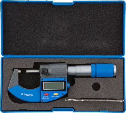Микрометр ЗУБР &quot;ЭКСПЕРТ&quot; гладкий цифровой, МКЦ 25, диапазон 0-25мм, шаг измерения 0,001мм 34482-25_z01 купить в Сургуте
