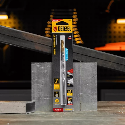 Сверло спиральное по металлу Denzel, 7,0 х 156 мм, Р6М5, Golden Tip, удлиненное, 718258 купить в Сургуте