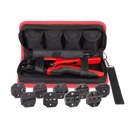 Пресс-клещи КВТ СТВ+9 с 9 матрицами МПК для опрессовки разъемов, втулочных, изолированных и неизолированных наконечников (набор) (89183) купить в Сургуте