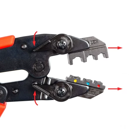 Пресс-клещи КВТ СТВ+9 с 9 матрицами МПК для опрессовки разъемов, втулочных, изолированных и неизолированных наконечников (набор) (89183) купить в Сургуте