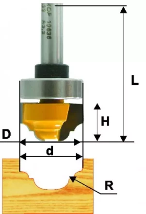 Фреза пазовая фасонная Ф35Х16 мм R55 мм хвостовик 12 мм 46132 купить в Сургуте