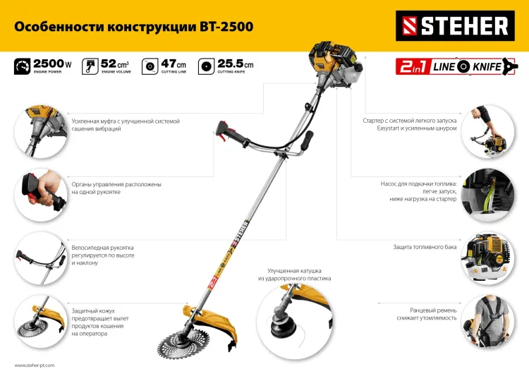 STEHER 2.5 кВт, бензиновый триммер (BT-2500) купить в Сургуте