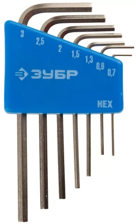 Набор ключей имбусовых ЗУБР &quot;ЭКСПЕРТ&quot; МИНИ для точных работ, Cr-V, HEX 0,7, 0,9, 1,3, 1,5, 2, 2,5, 3 мм, 7 шт 27471-H7 купить в Сургуте