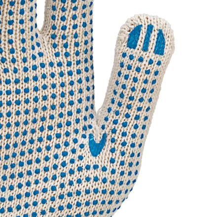 Перчатки трикотажные усиленные, с ПВХ точкой, 7 класс вязки Россия 677725 купить в Сургуте